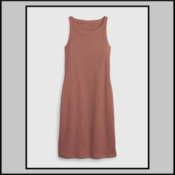 NWT! GAP Teen Rib Tank Dress ~ BROWN ~ Size 18/20 (Ret. $69) - Picture 3 of 4